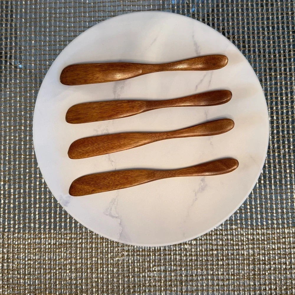 NEW Set of 4 Handcrafted Acacia Wood Spreaders – Luxe Entertaining Essentials